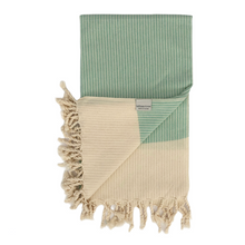 Load image into Gallery viewer, White Stripe - Green Towel