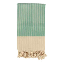 Load image into Gallery viewer, White Stripe - Green Towel
